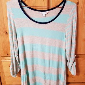 Charming Charlie's Mint & Gray Striped Top